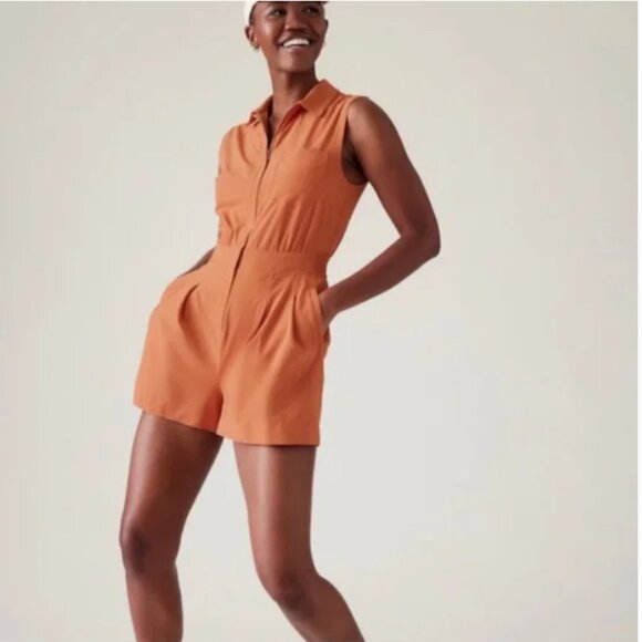 Athleta Brooklyn Romper One Piece in orange 4 - Picture 1 of 16
